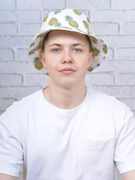 Панама цветная (Ананасы-белый)