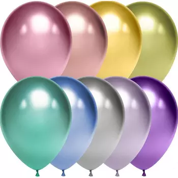 Шар (12''/30 см) Ассорти Делюкс, хром, 10 шт. 611111