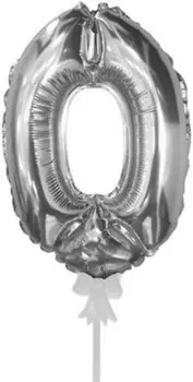 Шар-самодув (7''/18 см) Мини-цифра, Серебро (0)