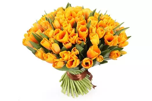 Букет 101 королевский тюльпан, рыжие