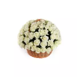 Букет 101 роза Аваланш в корзине