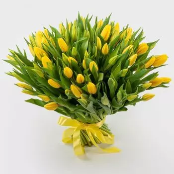 Букет 101 тюльпан Золотое солнышко