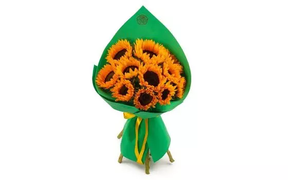 Букет 11 подсолнухов в фоамиране