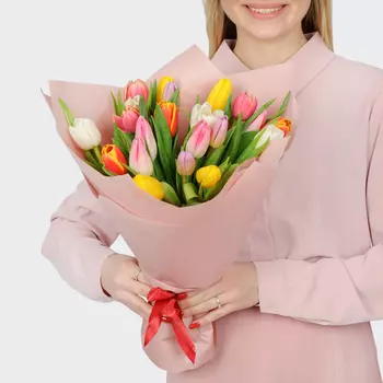 Букет 21 тюльпан микс