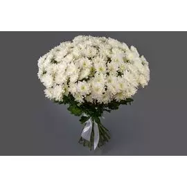 Букет 25 белых кустовых хризантем