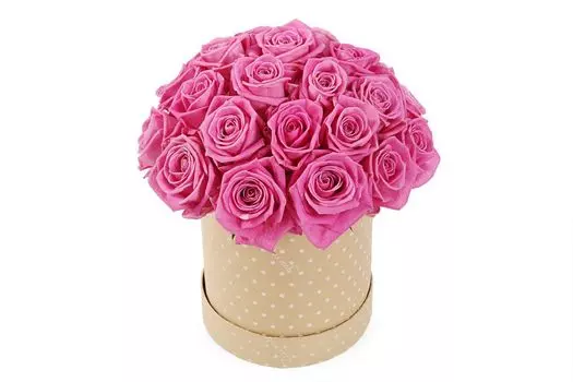 Букет 25 роз Аква в шляпной коробке