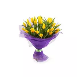 Букет 25 желтых тюльпанов
