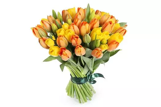 Букет 51 тюльпан, цитрусовый микс