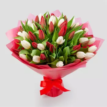Букет 51 тюльпан Страсть и нежность