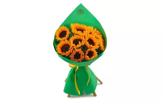 Букет 9 подсолнухов в фоамиране
