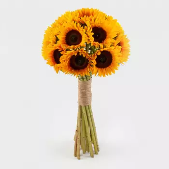 Букет из 15 подсолнухов Бархатный сезон