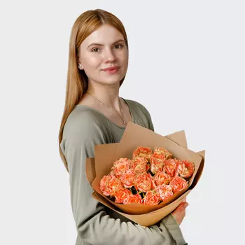 Букет из 19 роз Персиковый джаз