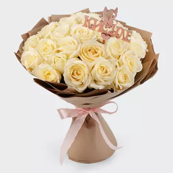 Букет из 25 роз с топпером Восторг любви