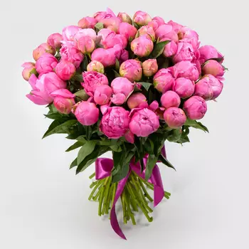 Букет из 51 пиона Розовая призма