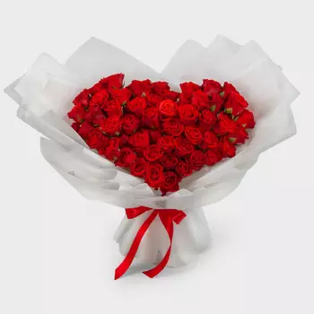 Букет из 55 роз Огонь сердец