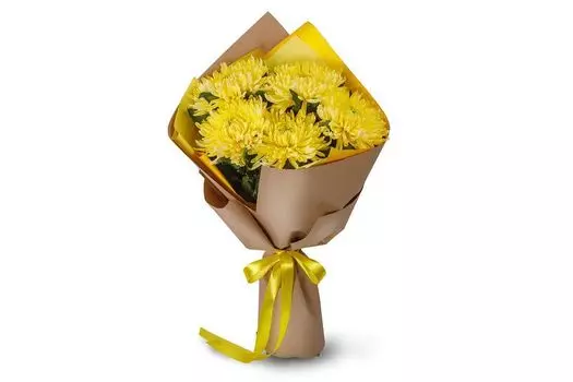 Букет из 5 желтых хризантем Сингл