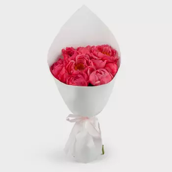 Букет из 9 пионов Огонь любви