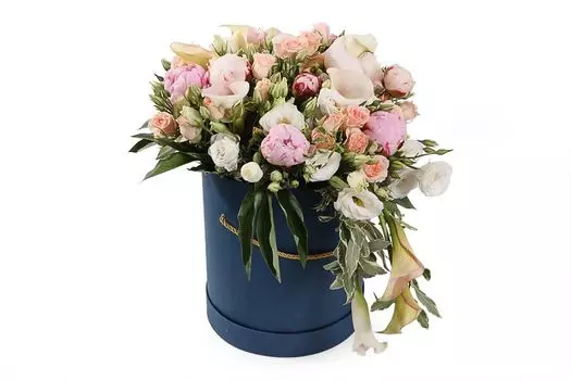 Букет Мечтательное настроение в шляпной коробке