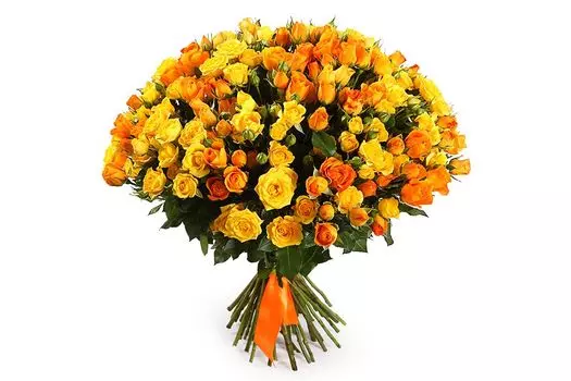 Букет Оранжевое настроение, 50 роз микс