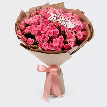 Букет розы с топпером Нежное признание