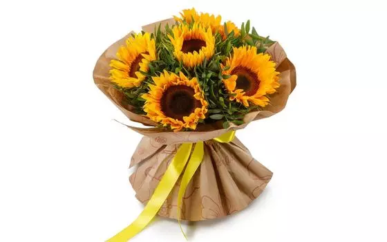 Букет с 5 подсолнухами Звездное лето