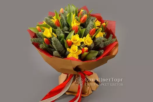 Букет с нарциссами Зимние первоцветы
