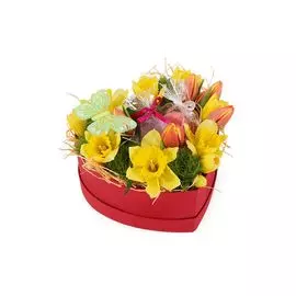 Букет с нарциссами Золотое утро в коробке