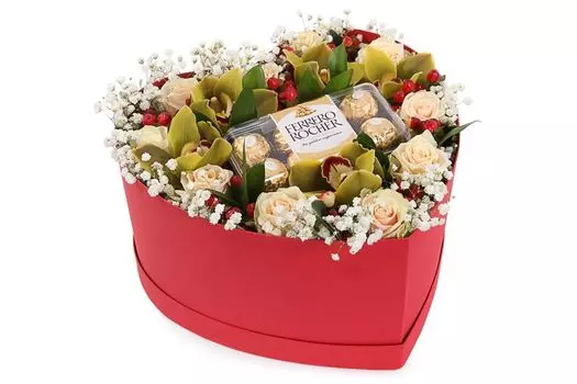 Букет с орхидеями Сладкая жизнь в коробке