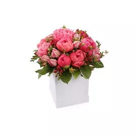 Букет с пионами Белиссимо в коробке