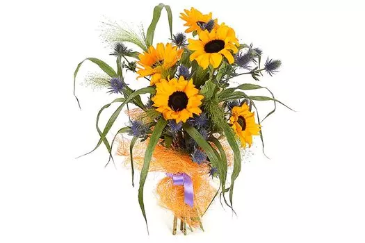 Букет с подсолнухами Лето красное