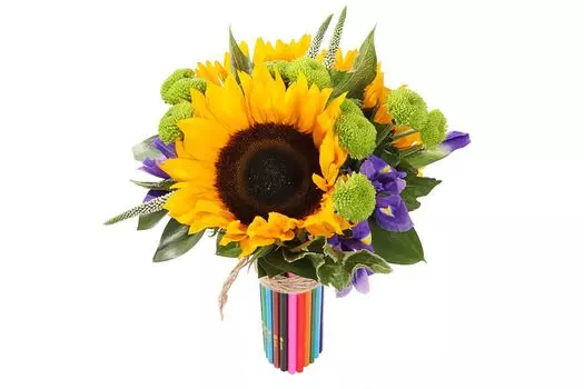 Букет с подсолнухами Разноцветные истории