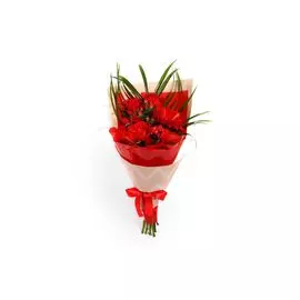 Букет с розами и герберой Алая вспышка