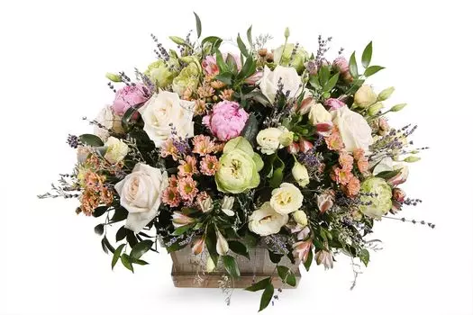 Букет Все краски лета в кашпо