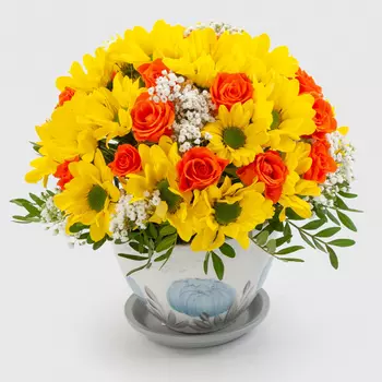 Букет в кашпо Летний дождь