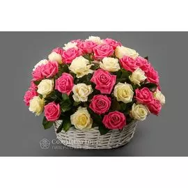 Букет в корзине Нежное настроение, 51 роза