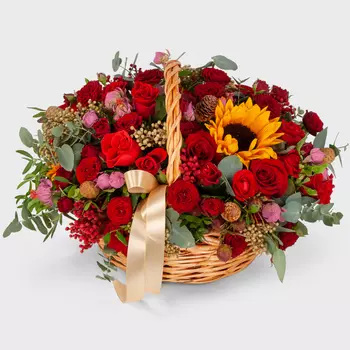 Букет в корзине Закатное солнце