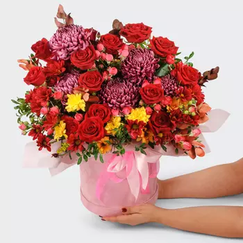 Букет в шляпной коробке Мираж