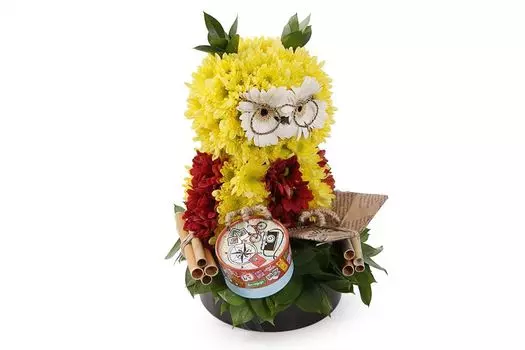 Композиция из хризантем Мудрый филин