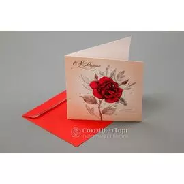 Открытка «С 8 марта от души» (роза)