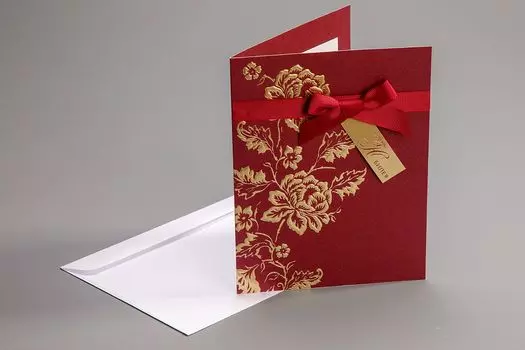 Открытка с конвертом "День юбилея" (красная)