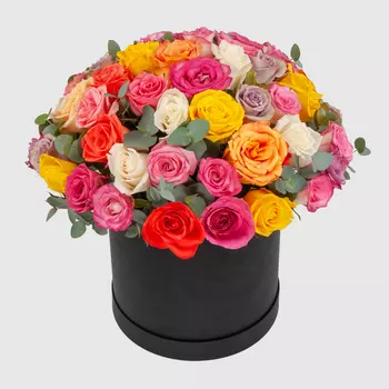 Розы в коробке Разноцветный гобелен