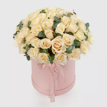 Розы в коробке Розовая вуаль