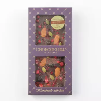 Шоколад горький SUGAR FREE миндаль, черника, вишня (80г)