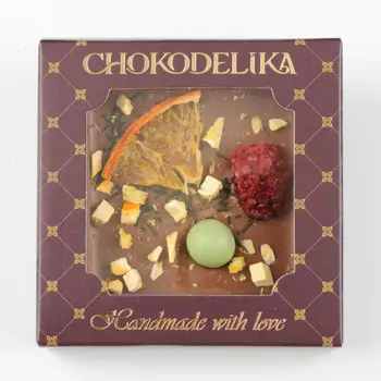 Шоколад молочный Ежевика и апельсин с украшением (35г)