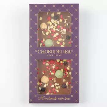 Шоколад молочный Манго, фундук, лайм с украшением (80г)