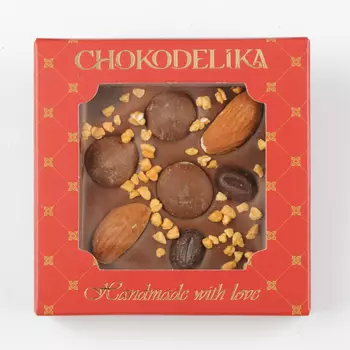 Шоколад молочный Миндаль и кофе с украшением (35г)