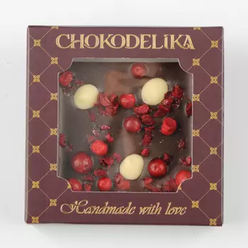 Шоколад темный Брусника и вишня с украшением (35г)