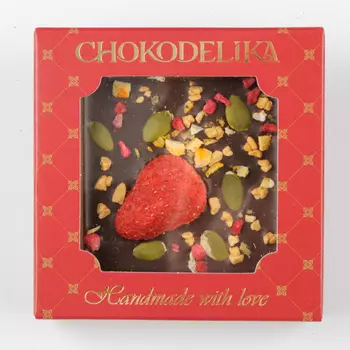 Шоколад темный Клубника и апельсин с украшением (35г)