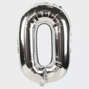 Воздушный шар «Цифра 0» (серебряный)