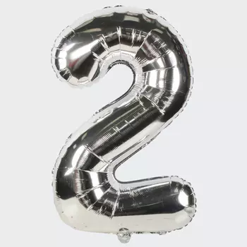 Воздушный шар «Цифра 2» (серебряный)